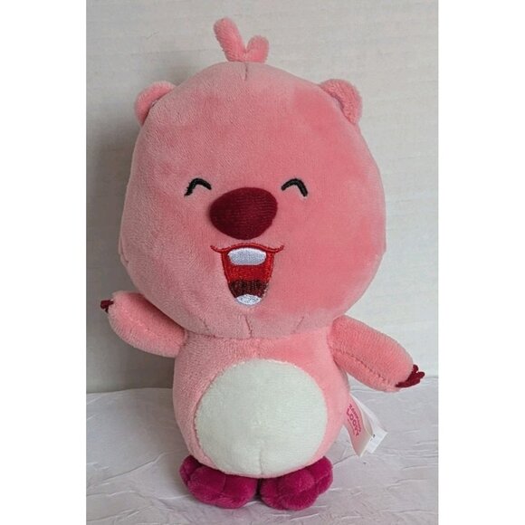Zanmang Loopy Plush Beaver Pink Happy Face Closed Eyes Stuffed Animal Soft 7" - Picture 10 of 10